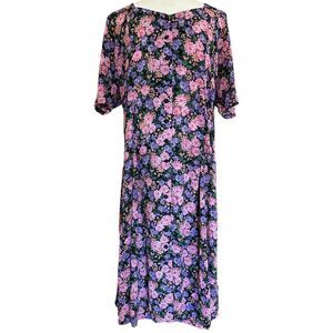 Vintage Dress Floral Sheer Midi Plus Size 18